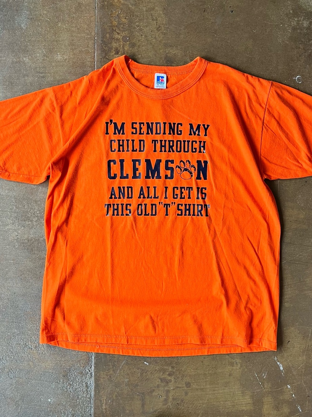 Vintage 80s Russell Athletics Clemson University All I Get Is This T-Shirt XL